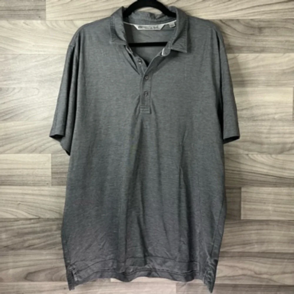 Travis Mathew Mens Golf Polo‎ Shirt Gray Short Sleeve Split Hem Collar Button XL